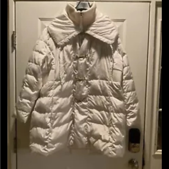 Jessica Simpson Quilted White DOWN Puffer Coat & Scarf Bundle plus sz 2x - Picture 2 of 4